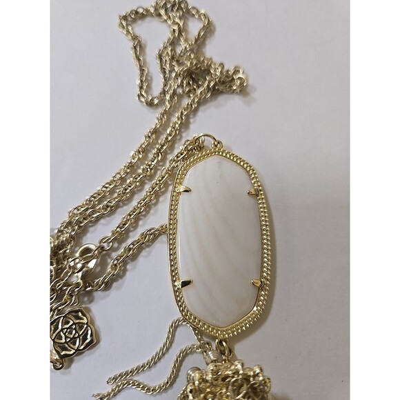 Kendra Scott Rayne Mother Of Pearl Pendent Gold Plated 30-32" Long  Necklace - Picture 3 of 10
